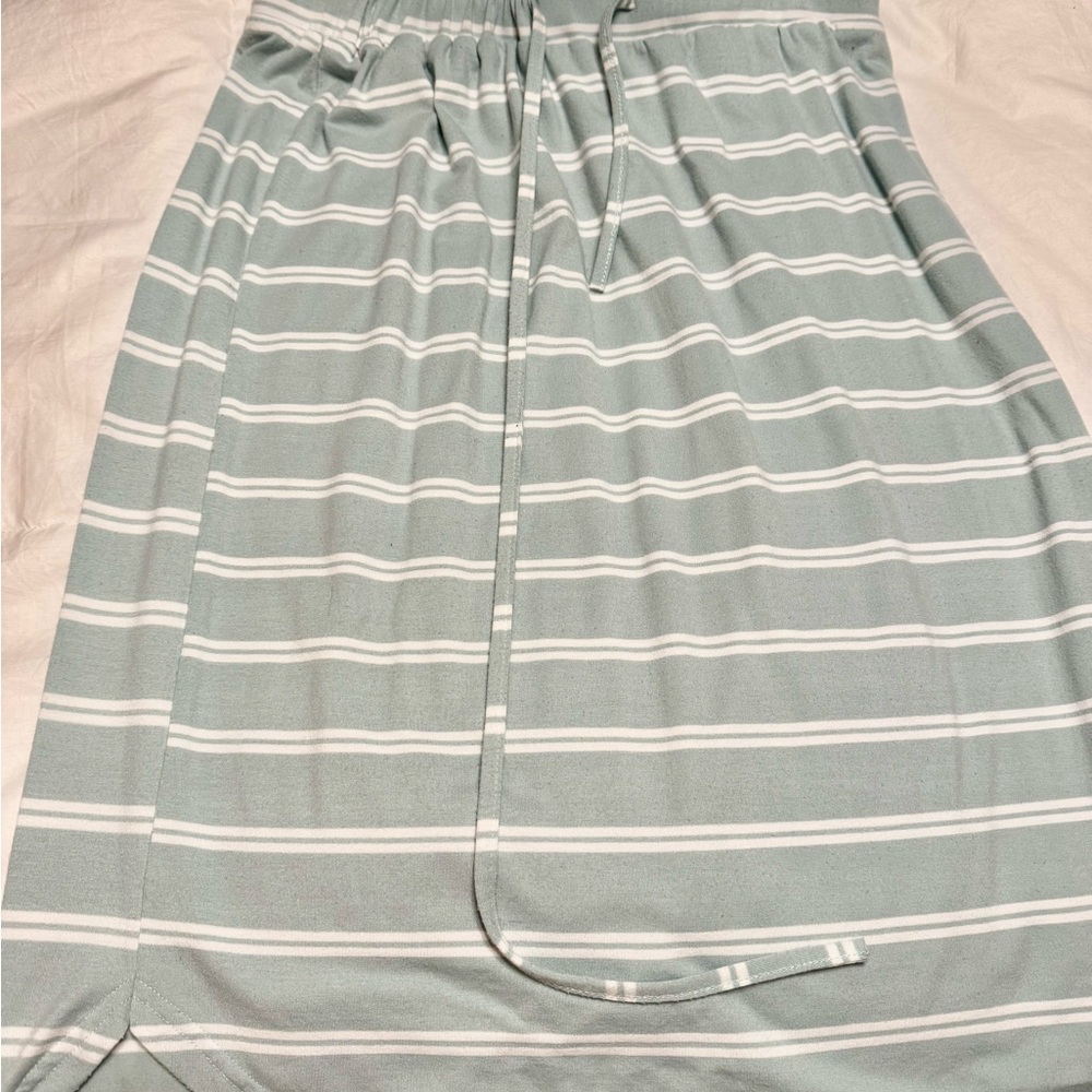 Tickled Teal Mint Green and White Striped Midi Skirt